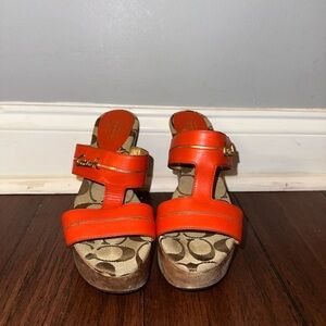 Coach Vibrant Orange Leather Sandals